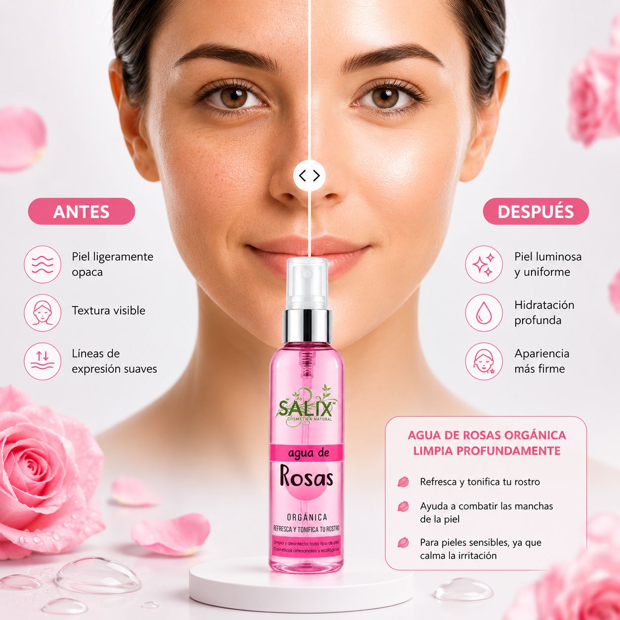 Agua de rosas orgánica Salix
